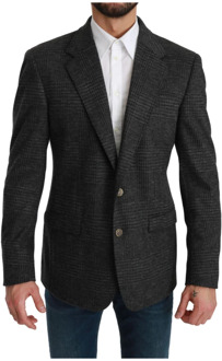 Gray Plaid Check Wool Formal Jacket Blazer Dolce & Gabbana Pre-owned , Gray , Heren - M