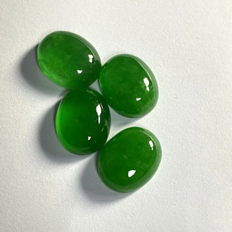 GRC Certificate Natural Burma Jadeite Treatment Oval Cabochon Stone 2pcs 10x8mm Flatback Myanmar Jade