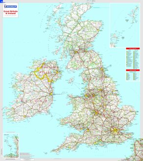 Great Britain & Ireland - Michelin rolled & tubed wall map Encapsulated