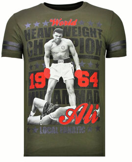 Greatest Of All Time - Rhinestone T-shirt - Khaki - Maten: S