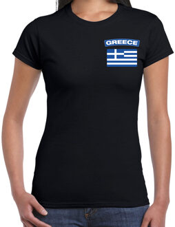 Greece / Griekenland landen shirt met vlag zwart voor dames - borst bedrukking 2XL