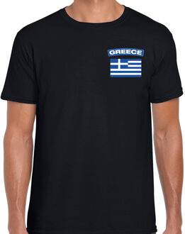 Greece / Griekenland landen shirt met vlag zwart voor heren - borst bedrukking S