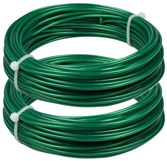 Green Arrow Planten binddraad / staaldraad - 2x - groen - ommanteld - 15 meter - polypropyleen