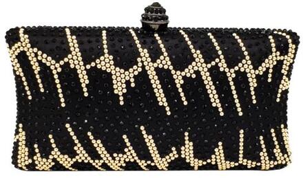 Green Emerald Crystal Evening Clutch Tassen Wedding Bag Vrouwen Diamanten Cocktail Party Keten Schouder Handtassen MIL0912 zwart