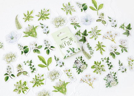 Green flower diy decorative sticker(1pack=46pieces)