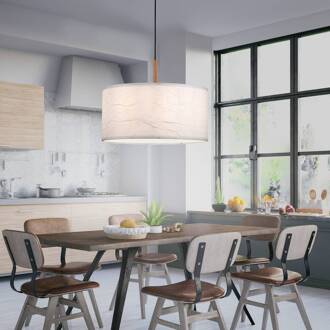 Green Sofie hanglamp, papieren kap, 1-lamp zwart, licht hout, wit