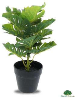 Greendream Kunstplant - Monstera Deliciosa - Gatenplant - Kamerplant - 30 cm Groen