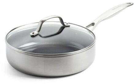 Greenpan Geneva hapjespan 24cm met deksel Pan Zilver