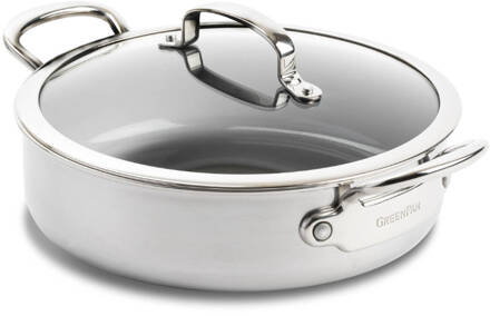 Greenpan Première Stoofpan met deksel en 2 handvaten - 26cm|3.8L Zilver