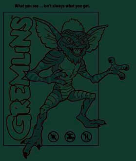 Gremlins Stripe Men's T-Shirt - Forest Green - S Groen