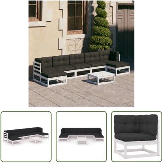 Grenenhouten Loungeset - 70 x 70 x 67 cm - Wit - Antraciet