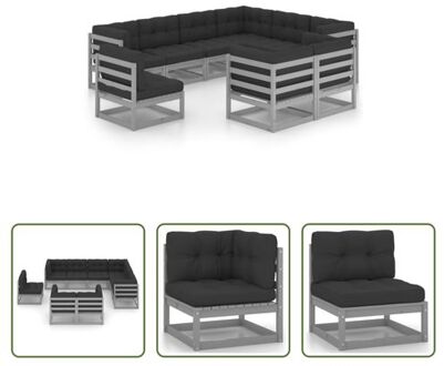 Grenenhouten Loungeset - Grijs - 70x70x67 cm - 100% polyester