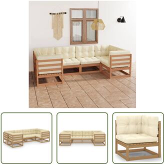 Grenenhouten Loungeset - Hoekbank en Middenbank - Honingbruin - 70x70x67 cm