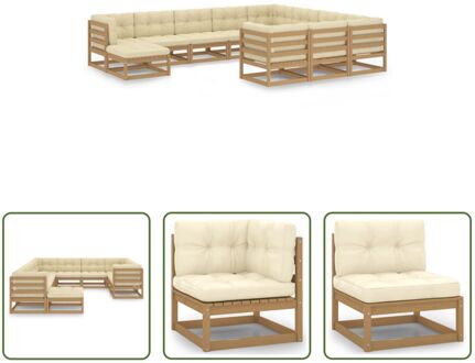 Grenenhouten Loungeset - Hoekbank - Middenbank - Voetenbank - Afmetingen- 70 x 70 x 67 cm - Kleur- Bruin