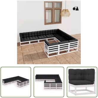 Grenenhouten Loungeset - Hoekbank - Wit - 70x70x67 cm - Massief grenenhout