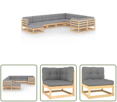 Grenenhouten Loungeset - Rustieke Charme - Tuinmeubelen - 70x70x67 cm - Grijs