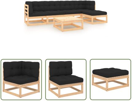 Grenenhouten Loungeset - Rustieke Charme - Tuinmeubelen - 70x70x67 cm - Onbehandeld Grijs