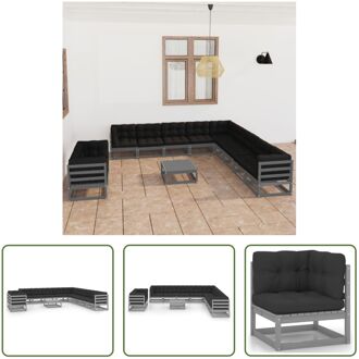 Grenenhouten Loungeset - Rustieke Charme - Tuinmeubelen - 70x70x67cm - Grijs