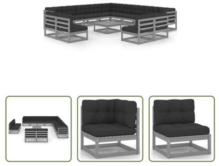 Grenenhouten Tuinset - Lounge - Grijs - 70x70x67 - Massief Grenenhout