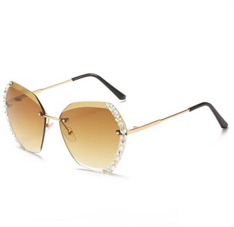 Grenzeloze Diamond Zonnebril Vrouwen Oceaan Stuk Polygon Strass Zonnebril Voor Vrouw Luxe Shade Uv400 Eyewear thee