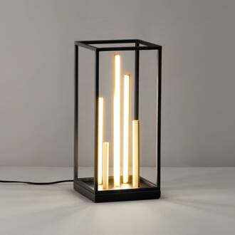 Grid LED tafellamp, zwart/goud, metaal, CCT, dimbaar zwart, goud, wit