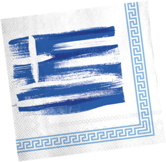 Griekenland Servetten - 20x - papier - wegwerpservetten - 3 laags - 33x33 cm - Griekse vlag Aqua