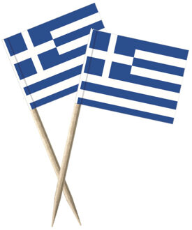 Griekenland vlaggetjes mini prikkers - 100x stuks - 8 cm - Landen decoratie - papier - cocktailprikk Multi