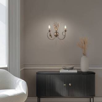 Grietje wandlamp, 2-lamps, bronskleurig, metaal, E14