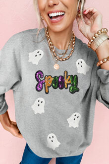 Griezelige Geest Paillette Sweatshirt Grijs