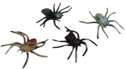 Griezelige spin speelfiguur - 4x - 10 cm - Halloween/Horror decoratie