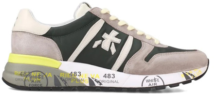 Grijs en Groen Nylon Suède Sneakers Premiata , Multicolor , Heren - 41 Eu,44 Eu,42 Eu,40 Eu,43 Eu,45 EU