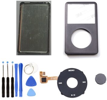 Grijs Front Faceplate Silver Back Cover Behuizing Zwart Clickwheel Grijze Knop Voor Ipod 6th 7th Gen Classic 80 Gb 120 Gb 160 Gb 160gb thick