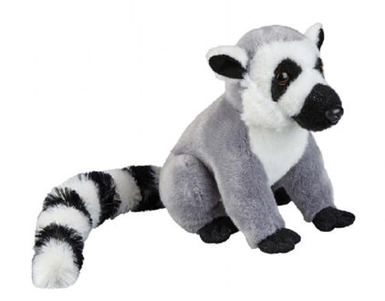 Grijs maki aapje knuffel 18 cm knuffeldieren - Knuffel bosdieren