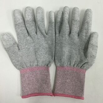 Grijs PU wanten handschoenen Vingertop nylon gecoate beschermende handschoenen Ademend antislip Veiligheid Handschoenen Werkplek Supplies klein