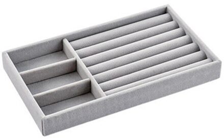 Grijs Stapelbaar Fluwelen Sieraden Trays Organisator Opslag Display Trays Voor Lade Earring Ketting Armband Organiseren Opbergdoos C