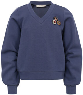 Grijs sweater v-hals scuba voor meisjes in de kleur Blauw - 164