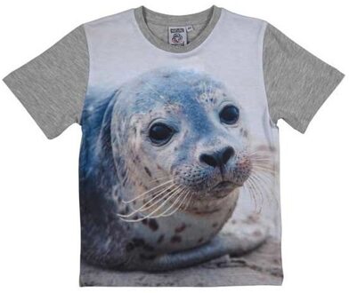 Grijs t-shirt met zeehond voor kinderen 116 (6-7 jaar)