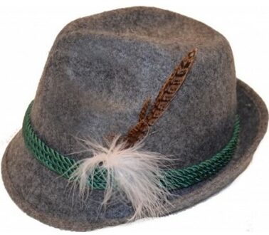 Grijs Tiroler hoedje verkleedaccessoire voor volwassenen
