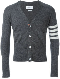 Grijze 4-Bar Cashmere Cardigan Sweater Thom Browne , Gray , Heren - Xl,L,M