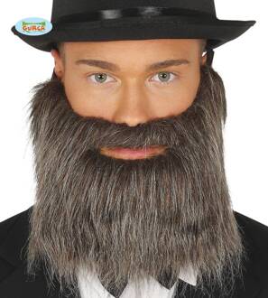 Grijze baard met snor Zilver - Grijs