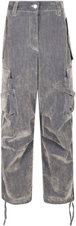 Grijze Cargo Jeans met Hoge Taille Msgm , Gray , Dames - S