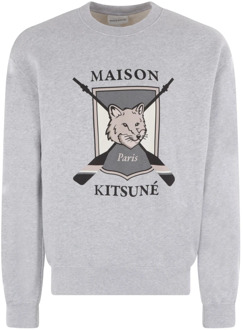 Grijze College Fox Sweater Maison Kitsuné , Gray , Heren - XL