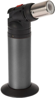 Grijze creme brulee brander/aansteker met veiligheidsslot 15 cm