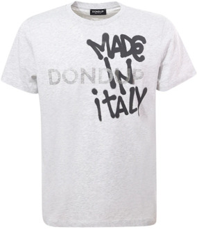 Grijze Crew-neck T-shirt met Contrasterend Logo Dondup , White , Heren - 2XL