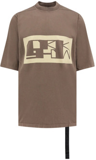 Grijze Crew-neck T-shirt met Logo-lint Rick Owens , Gray , Heren - L,M,S