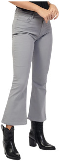 Grijze Cropped Flare Jeans met Contraststiksels Jijil , Gray , Dames - W27,W26