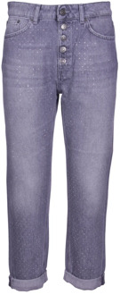 Grijze Denim Jeans met Juwelenknoop Dondup , Gray , Dames - W25,W28,W32,W26