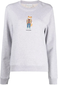 Grijze Fox-Print Sweater Maison Kitsuné , Gray , Dames - XS