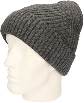 Grijze gebreide beanie muts voor volwassenen - Winterkleding accessoires - Warme mutsen voor dames/heren