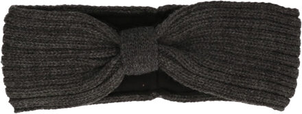 Grijze gebreide winter hoofdband met strik voor dames